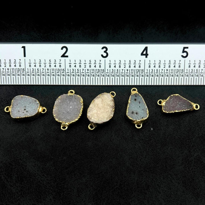 Snow Quartz Druzy Crystal Gold Connector Pendant (4 Pieces)Crystal River Gems