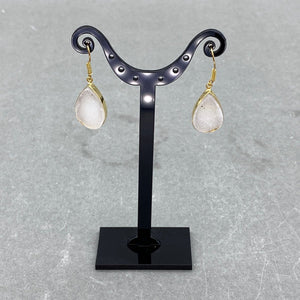 Snow Quartz Druzy Mixed Shape Gold Earrings
