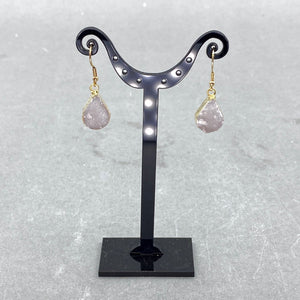 Snow Quartz Druzy Petite Teardrop Gold Earrings