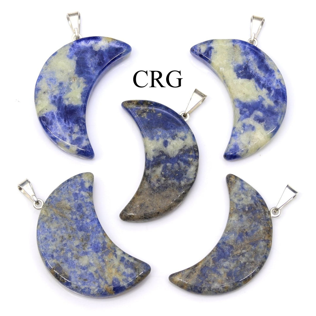 Sodalite Pendants from Brazil (35 - 45 mm) (5 Pcs) 2 - Sided Half Moon Gemstone CharmsCrystal River Gems