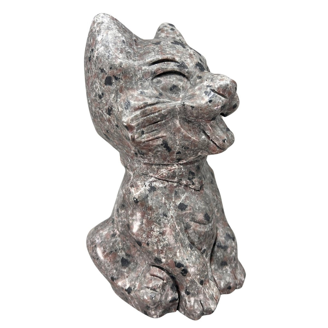 Sodalite Syenite Dog Gemstone (1 Piece) Size 6 Inches UV Reactive Crystal Animal CarvingCrystal River Gems