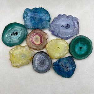 Solar Quartz Dyed Stalactite Slices (8 Ounce Lot)