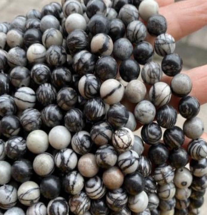Spider Web Jasper Tumbled Bead Stretch Bracelet (8mm)Crystal River Gems