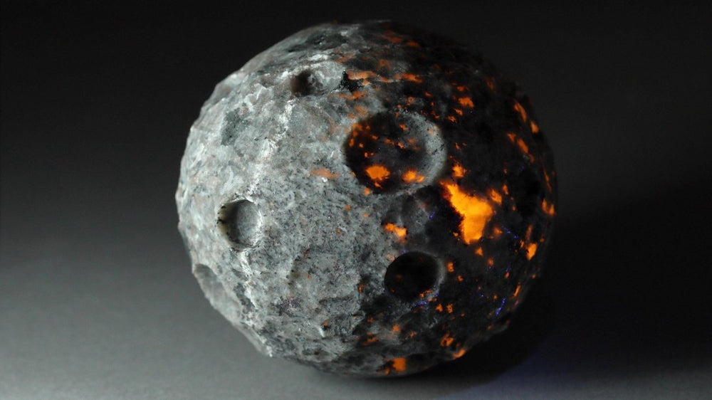 Syanite Sodalite Moon Carving with UV Flashlight ComboCrystal River Gems