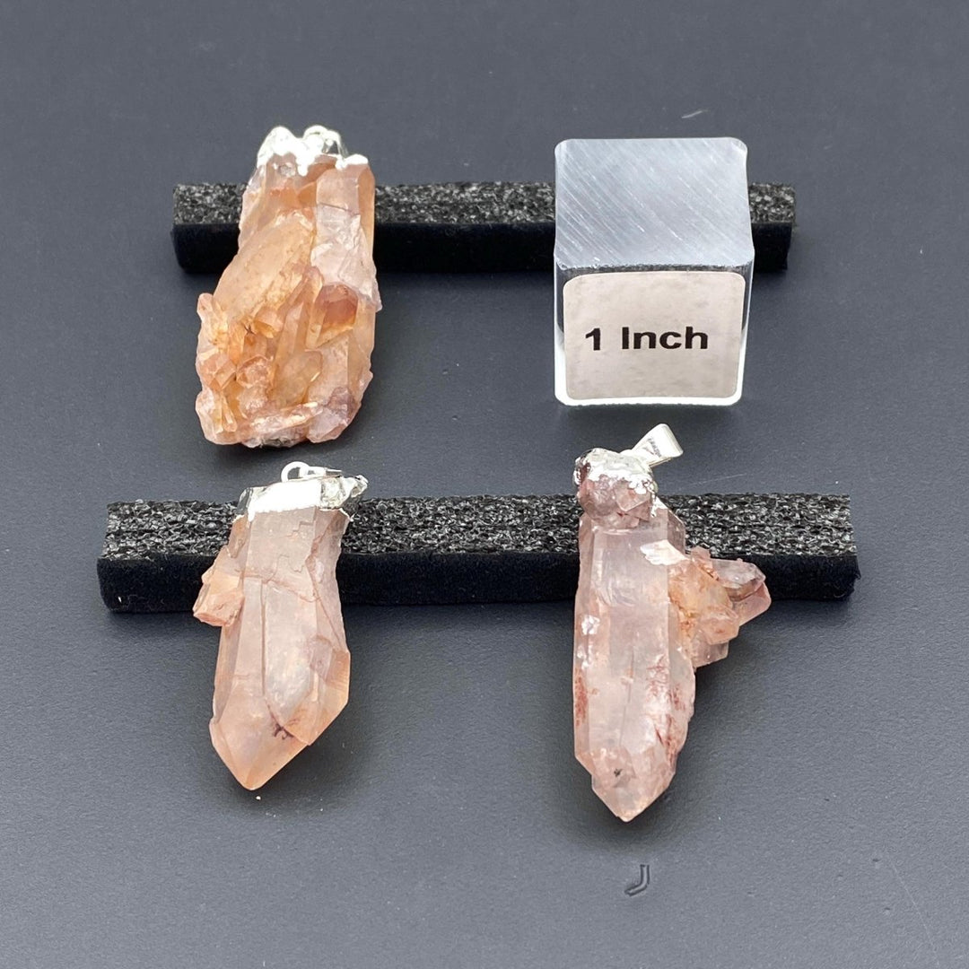 Tangerine Quartz Raw Cluster Silver PendantCrystal River Gems