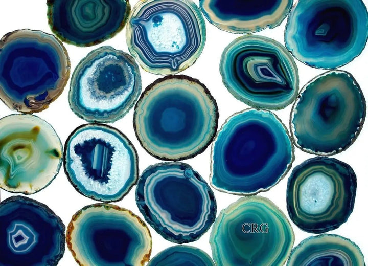 Teal Agate Slice (Size #5) (5 to 5.5 inches) Grade A Brazilian Agate Geode Slice Wholesale CrystalsCrystal River Gems