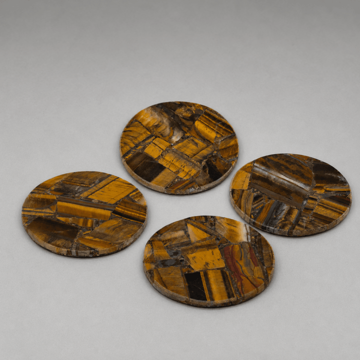 Tiger Eye Resin Coaster (1 Piece) Size 4 Inches Round Crystal Table DecorCrystal River Gems