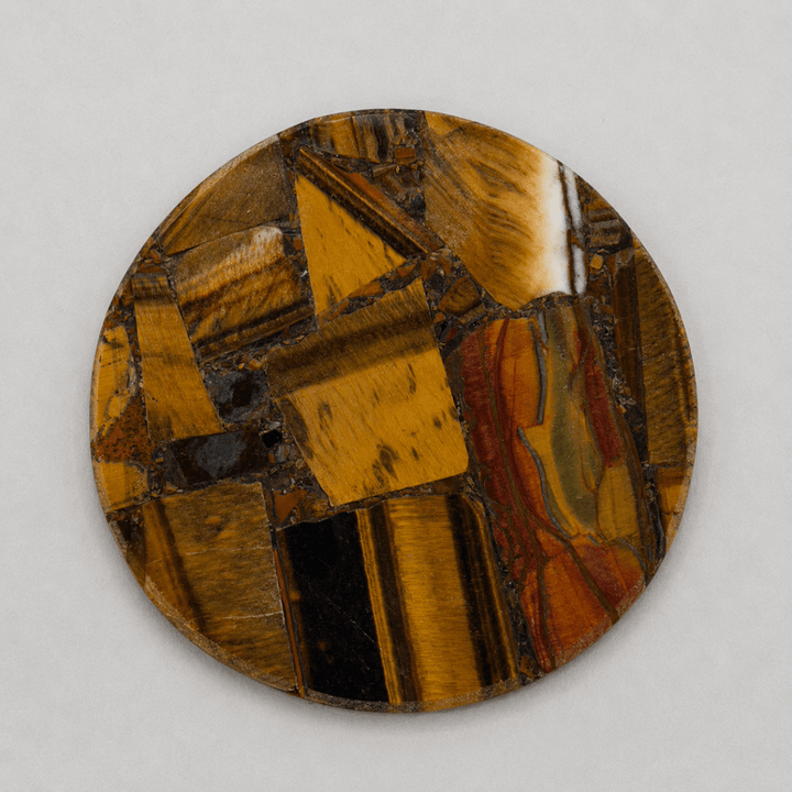 Tiger Eye Resin Coaster (1 Piece) Size 4 Inches Round Crystal Table DecorCrystal River Gems
