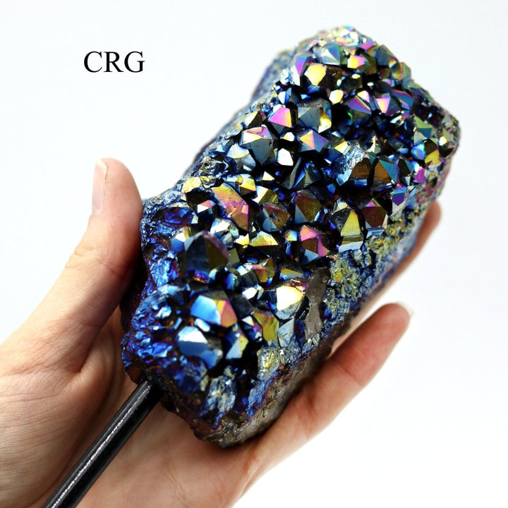Titanium Aura Amethyst (1 Piece) Size 1 to 1.5 Kilograms Large Crystal Gemstone on Metal StandCrystal River Gems