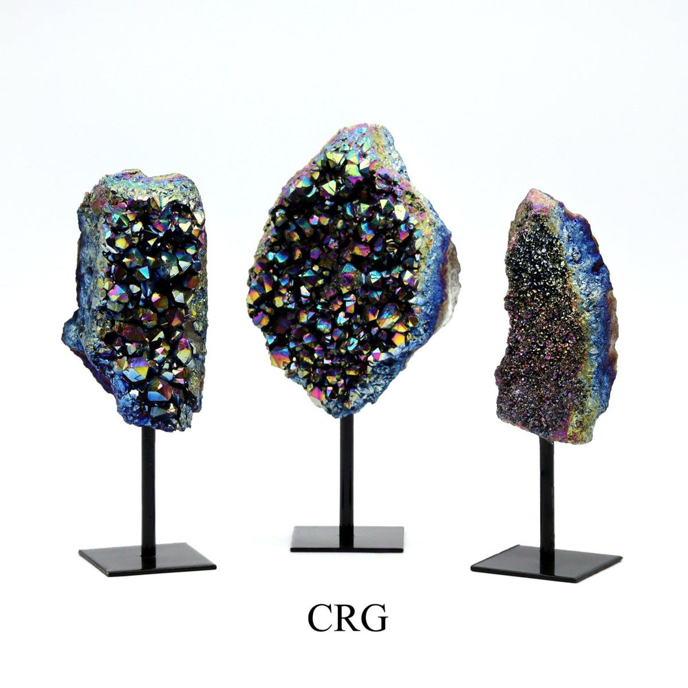 Titanium Aura Amethyst (1 Piece) Size 1 to 1.5 Kilograms Large Crystal Gemstone on Metal StandCrystal River Gems