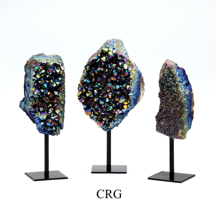Titanium Aura Amethyst (1 Piece) Size 1 to 1.5 Kilograms Large Crystal Gemstone on Metal StandCrystal River Gems