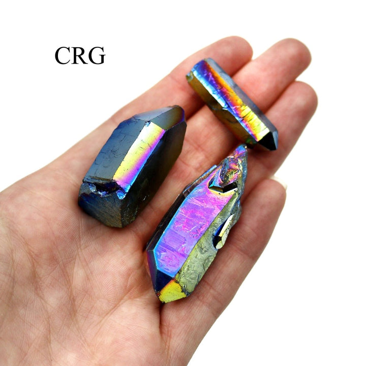 Titanium Aura Quartz Points (1 Pound) Size 1 - 3 Inches Polished Rainbow Crystal LotCrystal River Gems