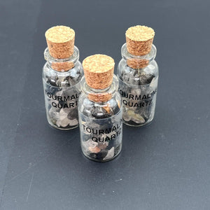 Tourmalated Quartz Chips In Bottle With Cork (1 Piece)