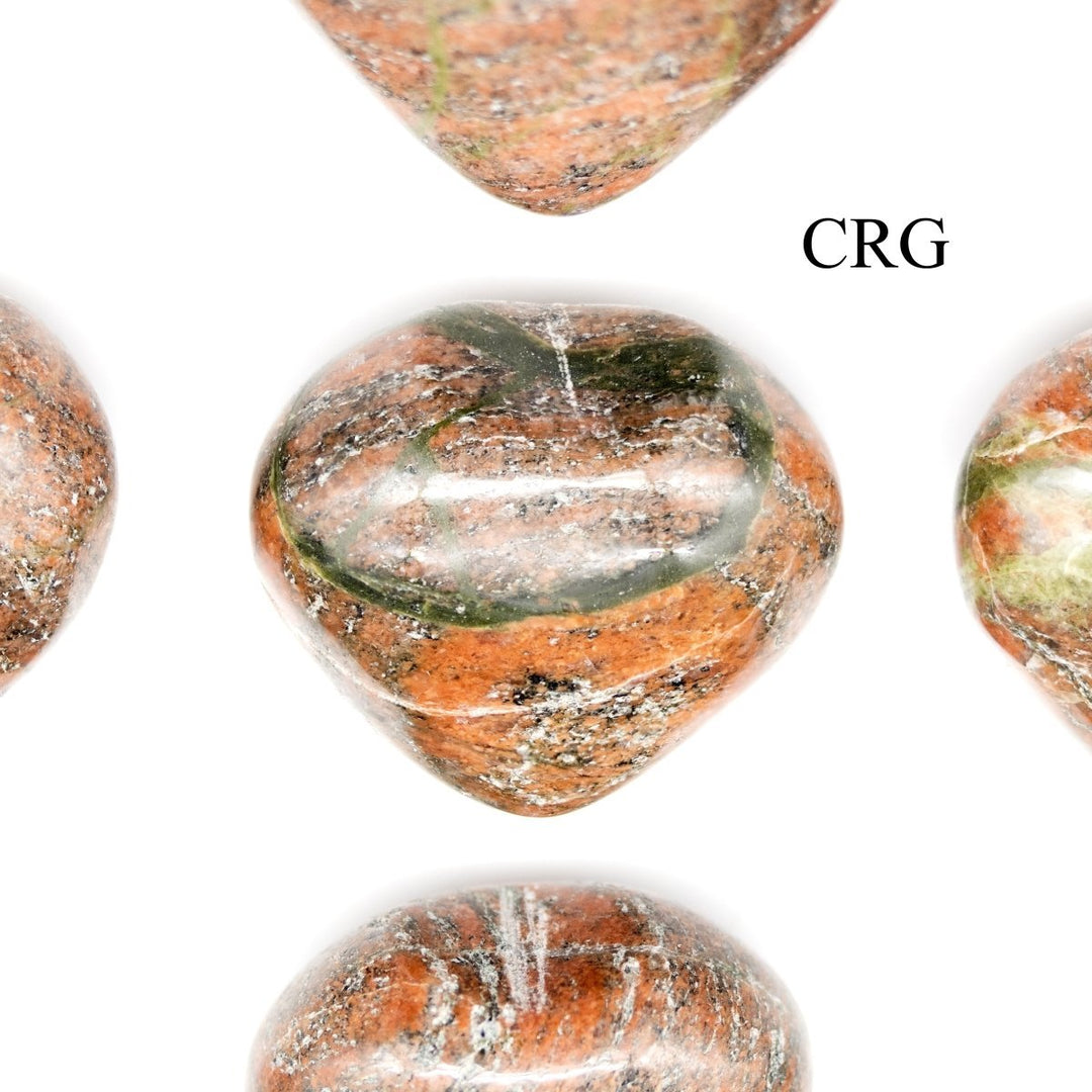 Unakite Puffy Hearts (5 Pieces) Size 1 to 2 Inches Small Polished Gemstone ShapesCrystal River Gems