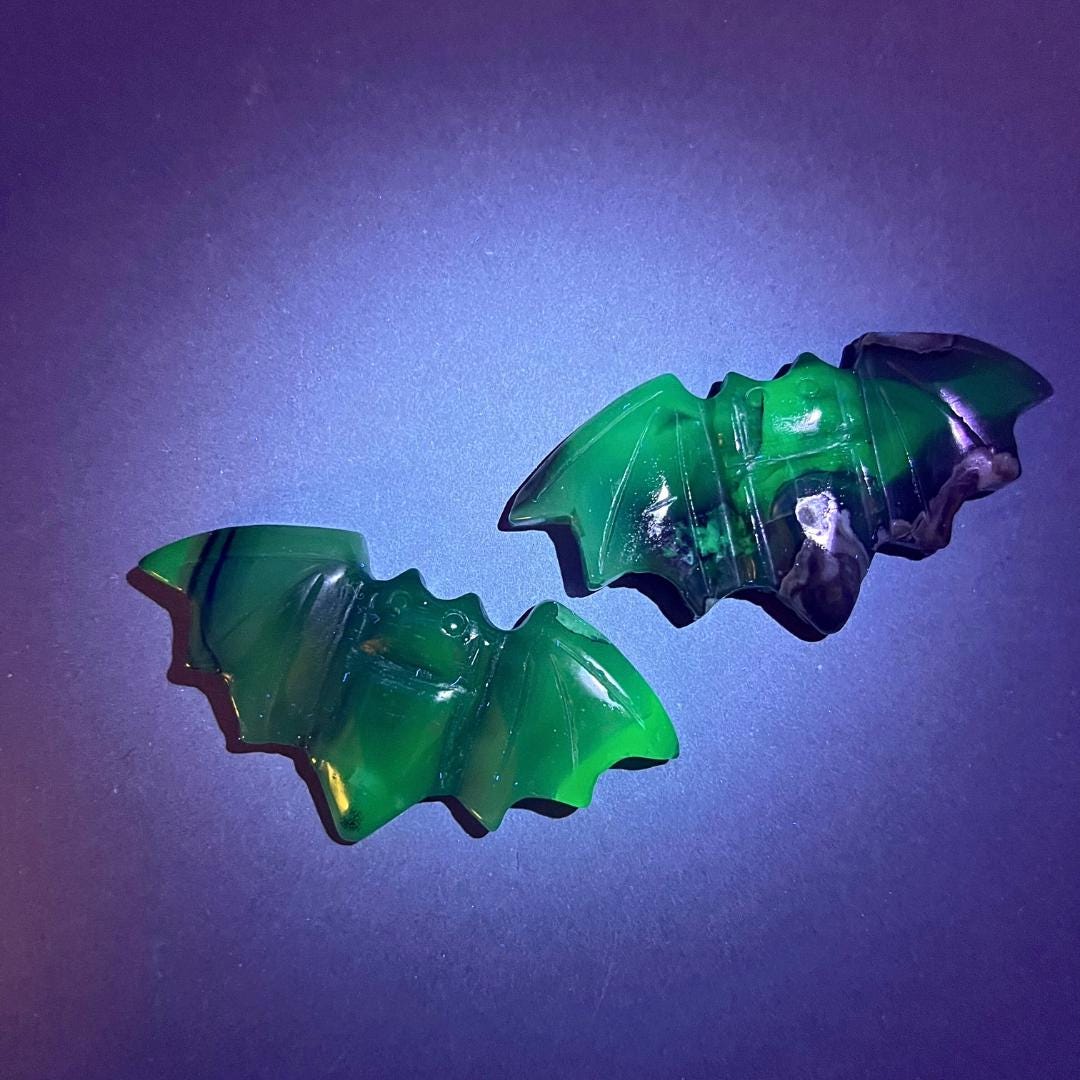 UV Reactive Volcanic Agate Bat CarvingCrystal River Gems