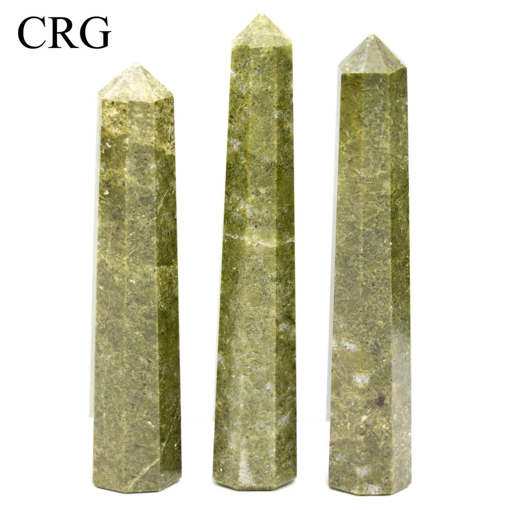 Vesuvianite Obelisk Towers (2 Pieces) Size 3 to 5 Inches Standing Crystal Gemstone Points