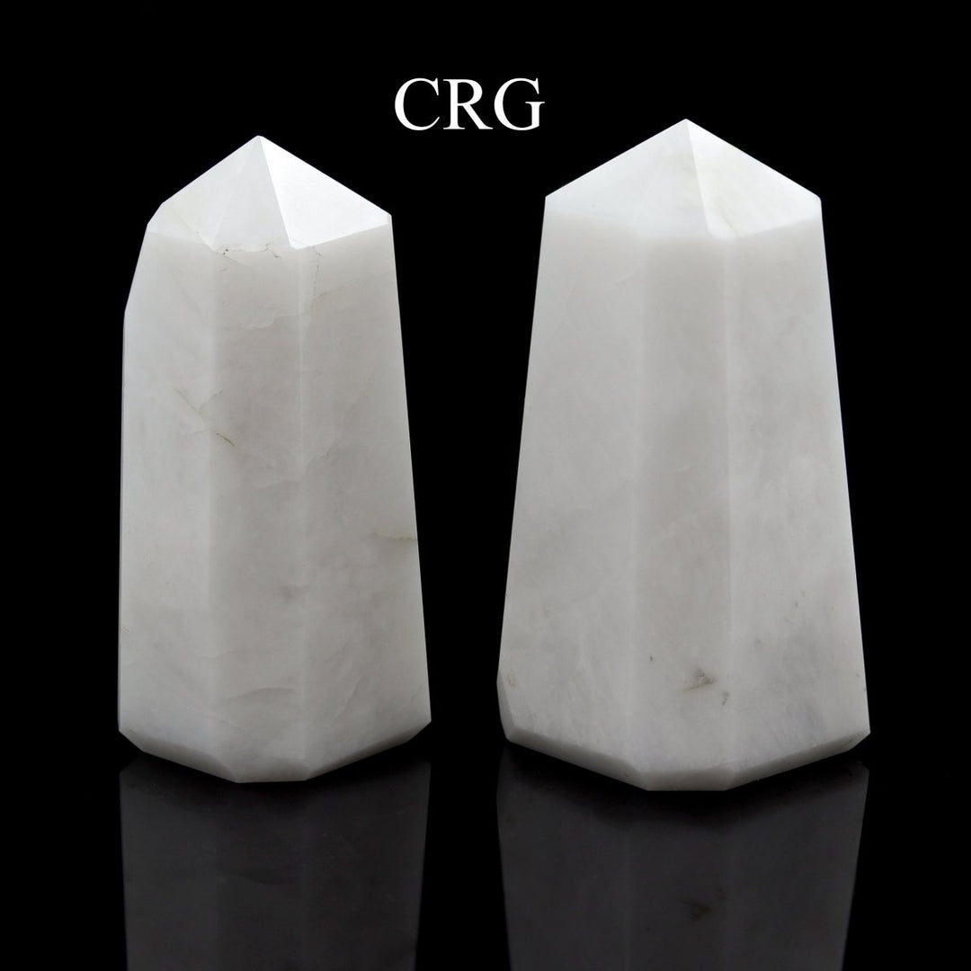 White Agate Point (1 Piece) Size 3 to 5 Inches 6-Sided Standing Crystal Gemstone Home Decor