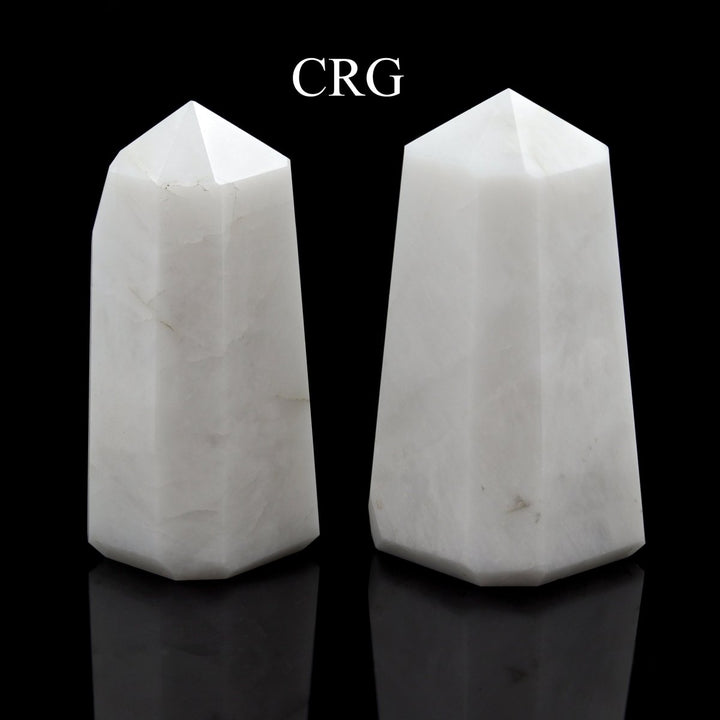 White Agate Point (1 Piece) Size 3 to 5 Inches 6 - Sided Standing Crystal Gemstone Home DecorCrystal River Gems