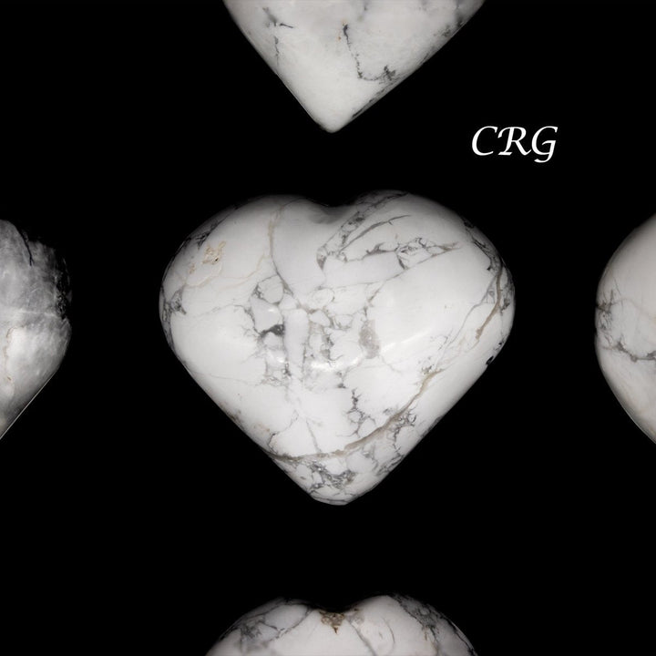 White Howlite Puffy Heart (5 Pieces) Size 1.5 Inches Crystal Gemstone Shape