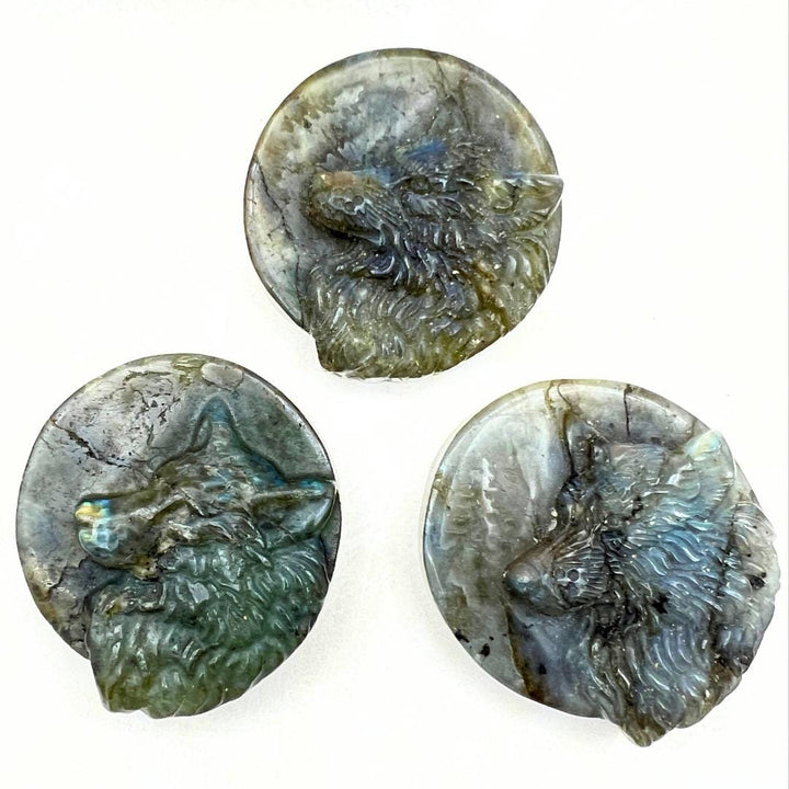 Wolf Labradorite Super Flash CarvingCrystal River Gems