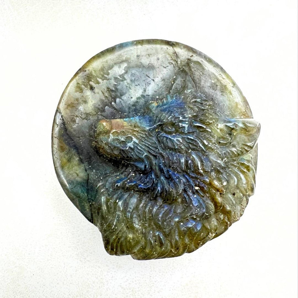 Wolf Labradorite Super Flash CarvingCrystal River Gems