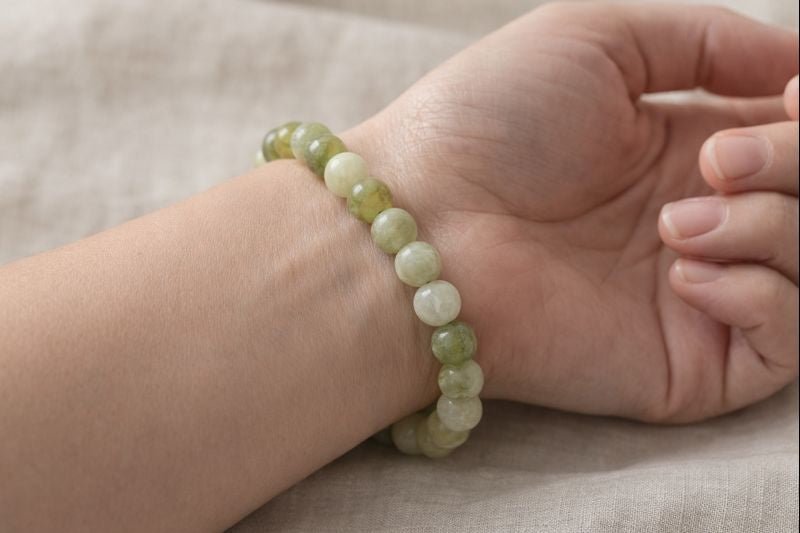 Xiuyu Jade Tumbled Bead Stretch Bracelet (8mm)Crystal River Gems