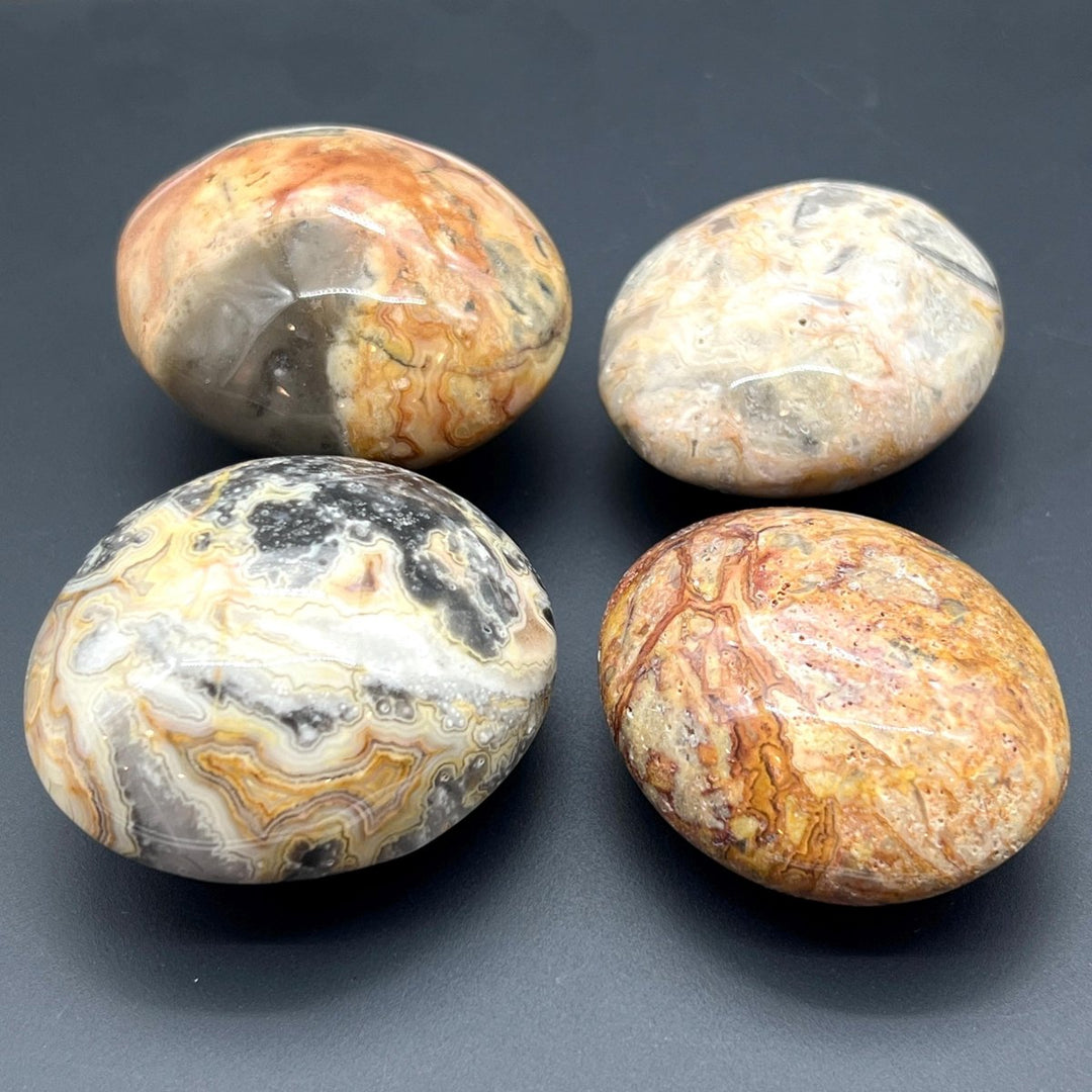 Yellow Crazy Lace Agate Palm Pocket StoneCrystal River Gems