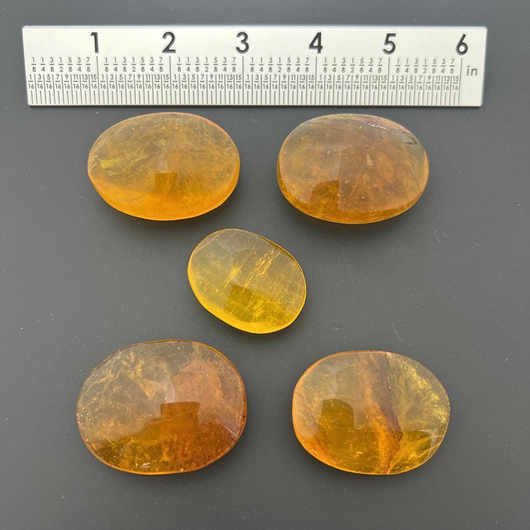 Yellow Fluorite With Mica Inclusion Gemstone Palm StoneCrystal River Gems