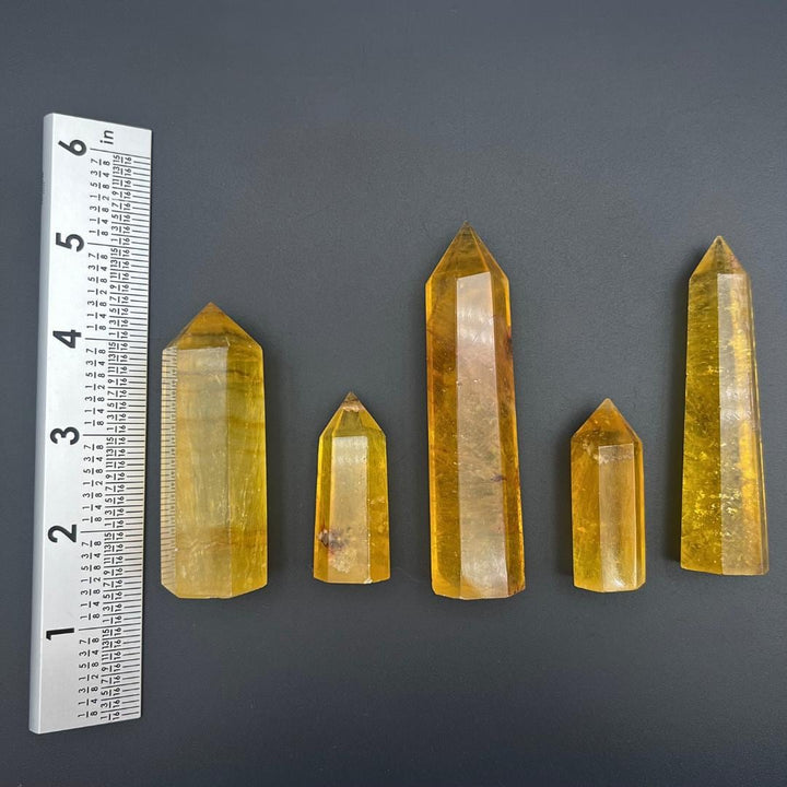 Yellow Fluorite With Mica Inclusion Gemstone TowerCrystal River Gems