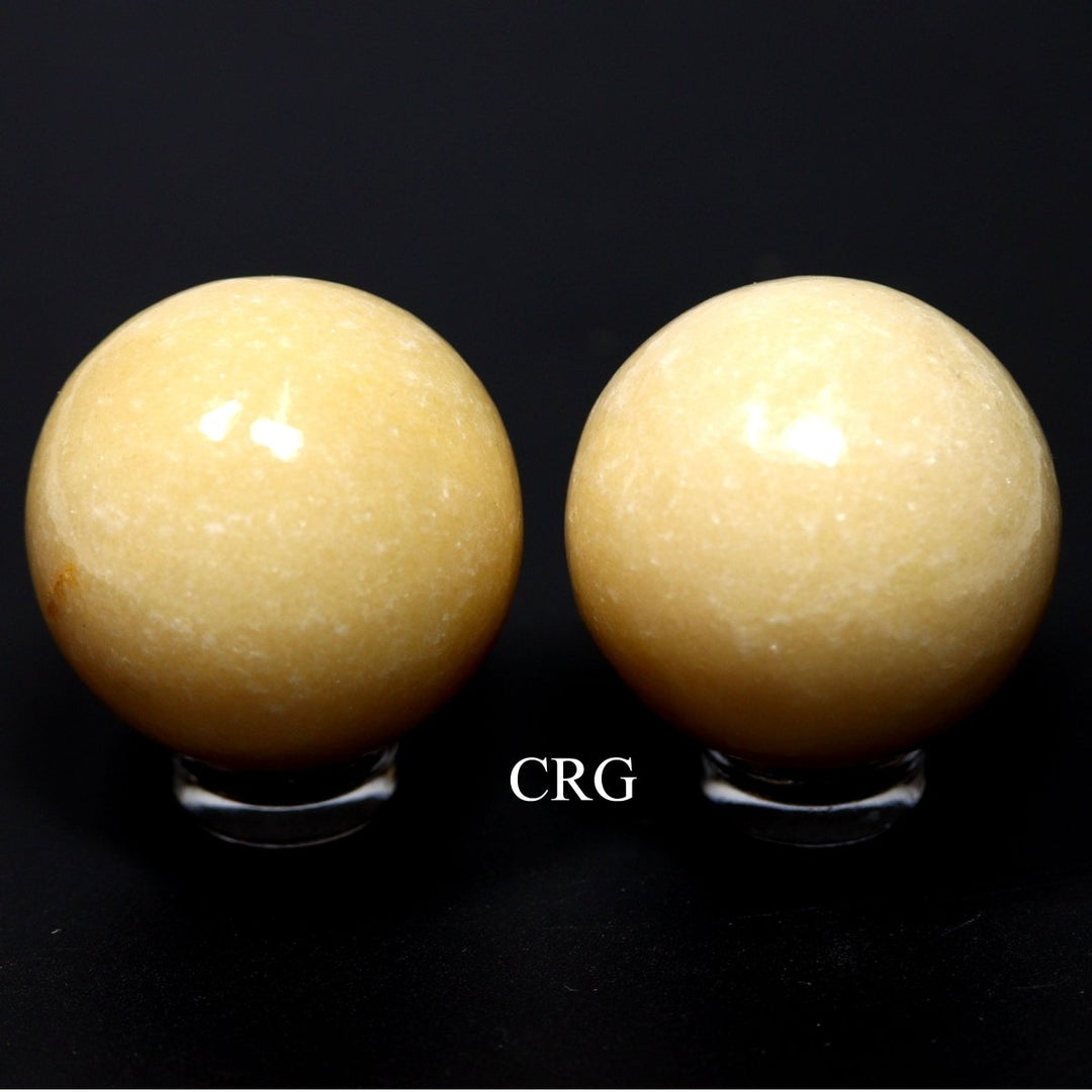 Yellow Quartz Spheres (30 mm) (2 Pcs) Extra Small Polished Gemstone SpheresCrystal River Gems