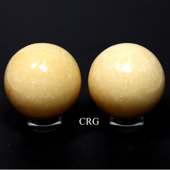 Yellow Quartz Spheres (30 mm) (2 Pcs) Extra Small Polished Gemstone SpheresCrystal River Gems