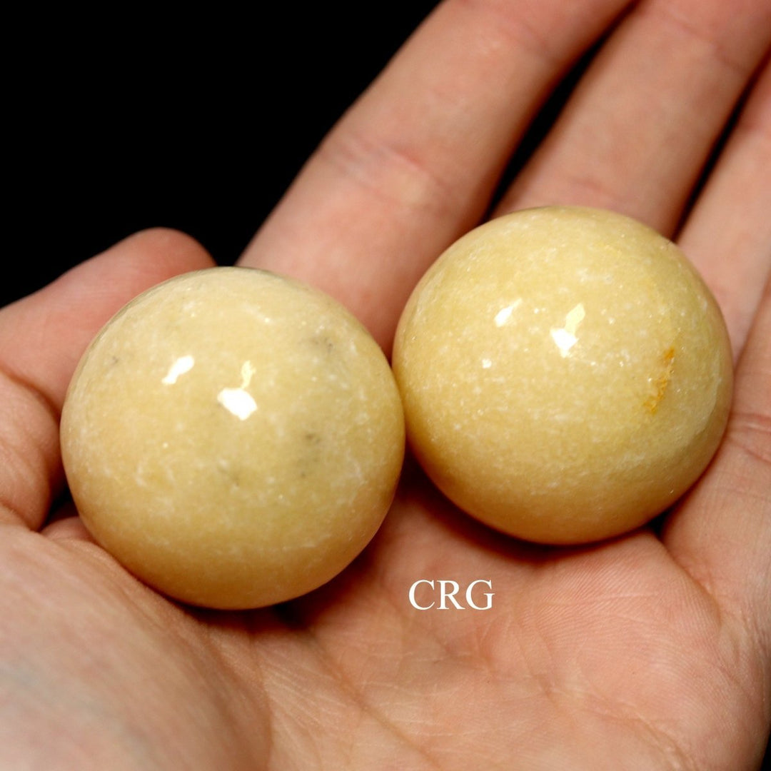 Yellow Quartz Spheres (30 mm) (2 Pcs) Extra Small Polished Gemstone SpheresCrystal River Gems