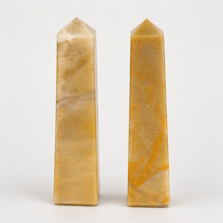 Yellow Jasper Obelisk Tower (Set of 2)