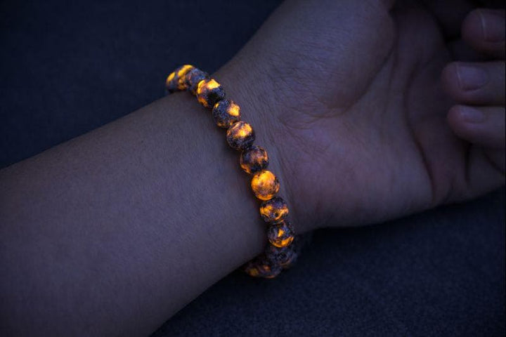 Yooperlite Tumbled Bead Stretch Bracelet (8mm) UV ReactiveCrystal River Gems