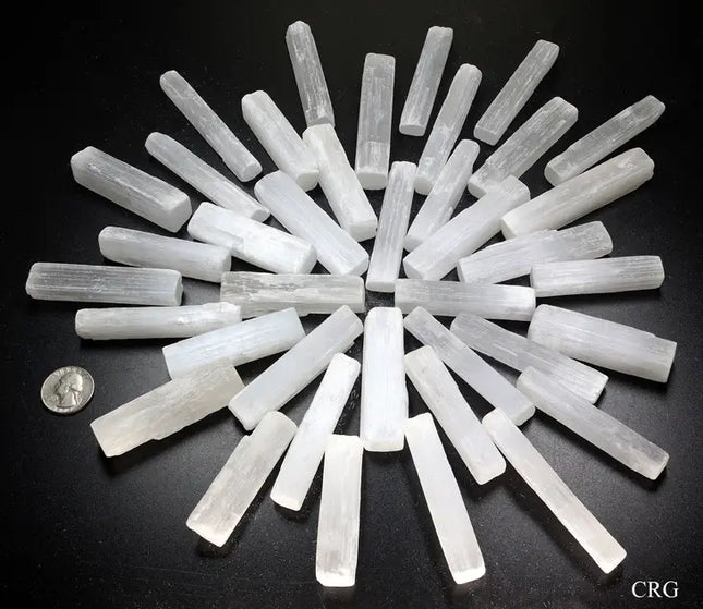 1 KILO LOT - Natural Selenite Mini Sticks / 2.75-3" AVG - Crystal River Gems