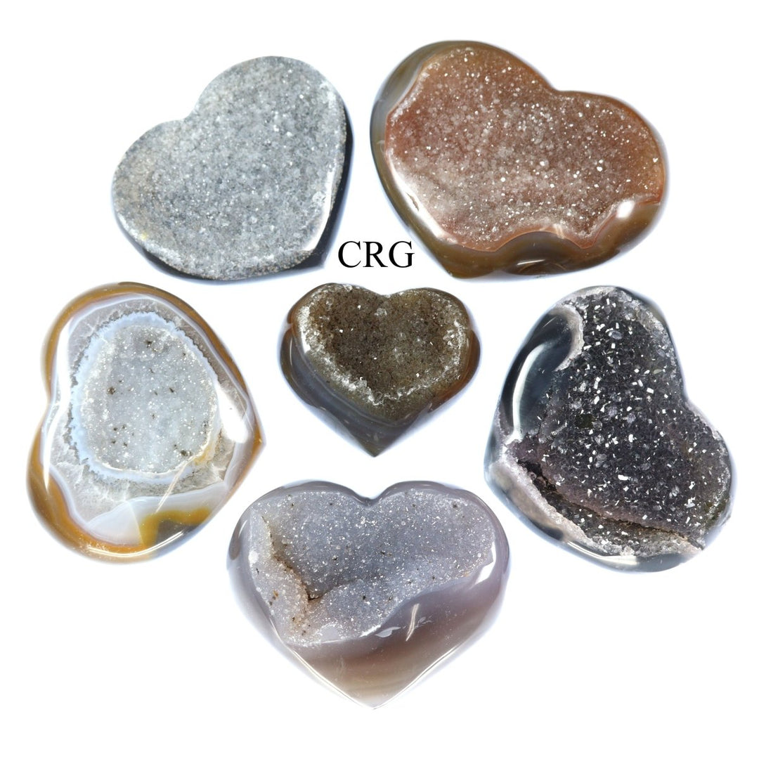 Polished Agate Druzy Hearts / 2.5 - 4.5" AVG - 1 KILO LOTCrystal River Gems