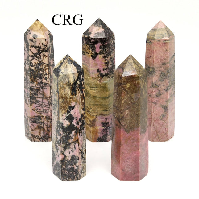1 KILO LOT - Rhodonite Obelisk / Mixed Sizes / 4-12 cm avg. - Crystal River Gems