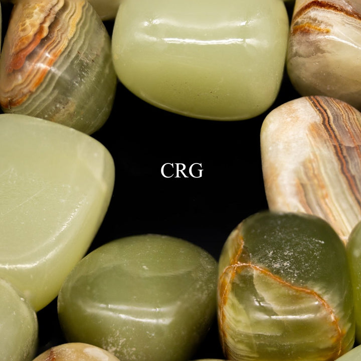 Tumbled Extra Quality Green Banded Onyx / 1 - 2" AVG - 1 LB. LOTCrystal River Gems