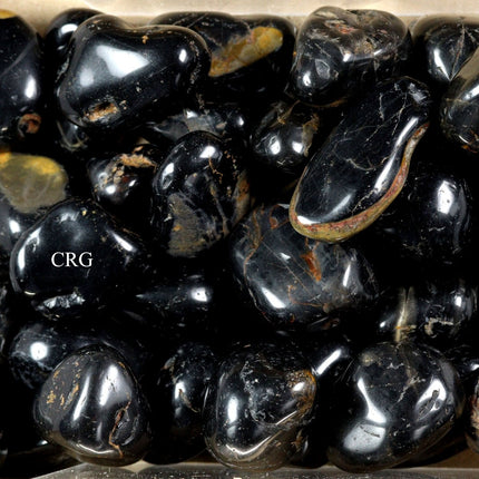 1 LB. LOT - Black Onyx Extra Quality Tumbled Gemstones from Brazil / 30-50 MM AVG - Crystal River Gems