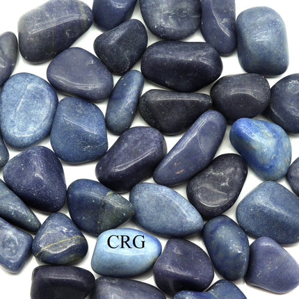 1 LB. LOT - Blue Quartz Tumbled Gemstones from Brazil / 30-40 MM AVG - Crystal River Gems