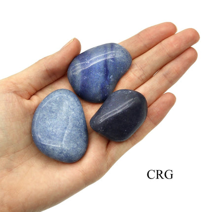 1 LB. LOT - Blue Quartz Tumbled Gemstones from Brazil / 30-40 MM AVG - Crystal River Gems