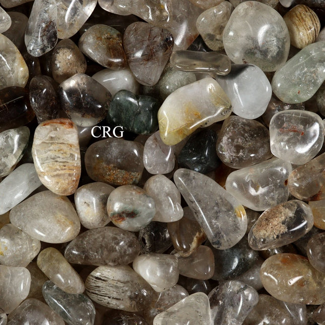 1 LB. LOT - Clear Quartz w Inclusions Tumbled Gemstones from Brazil / 20-40 MM AVG - Crystal River Gems