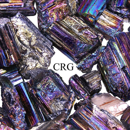1 LB. LOT - Titanium Aura Tourmaline Rods / 1"-4" avg. - Crystal River Gems