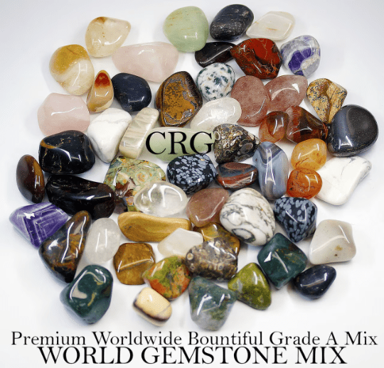 1 LB LOT - Tumbled World Gemstone Mix / CRG Exclusive - Crystal River Gems