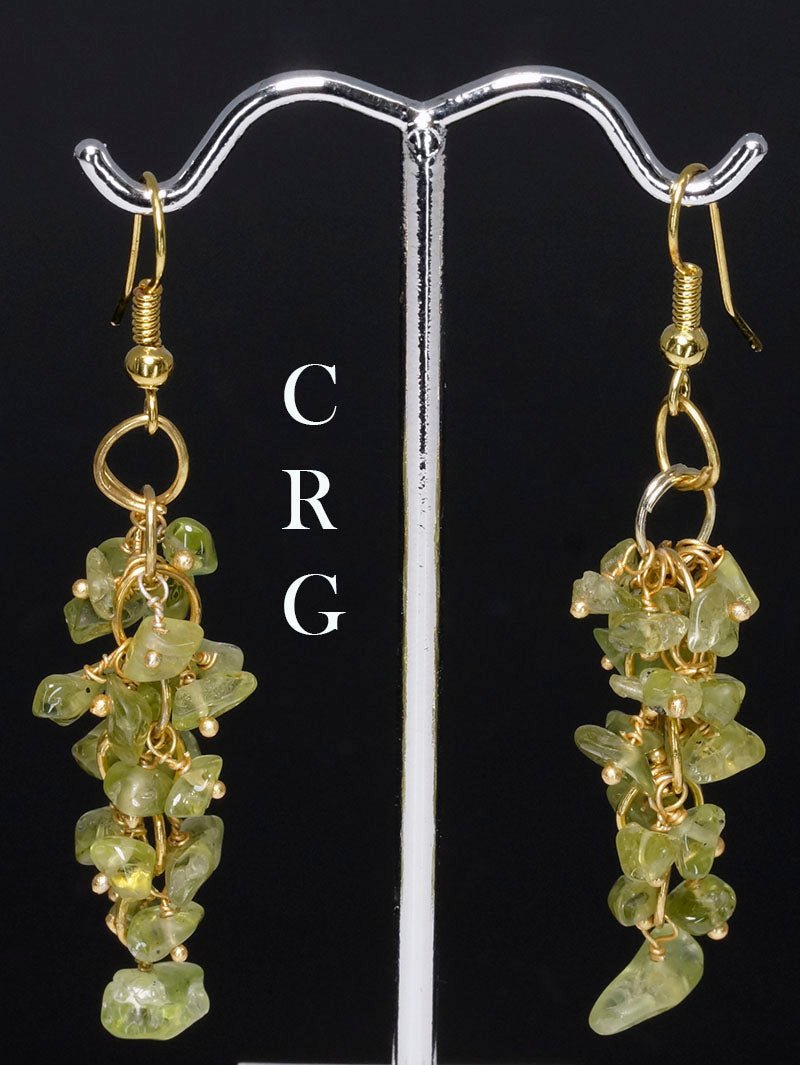 Peridot Grape Cluster Earrings with Gold Plating / 1.75-2" AVG - 1 PAIR