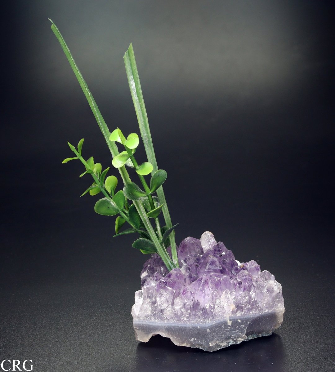 Amethyst Druzy With Faux Plant / 2 - 6" AVG - QTY 1Crystal River Gems