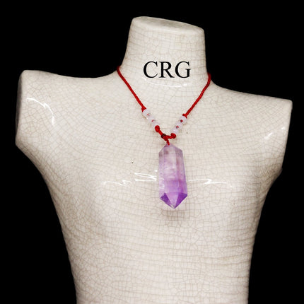 1 PIECE - Amethyst Necklace on Red Cord - Crystal River Gems