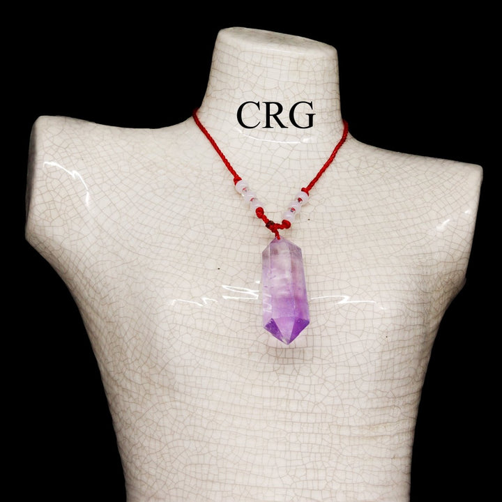 Amethyst Point Pendant on Red Cord / 1.5-2.5" AVG - QTY 1