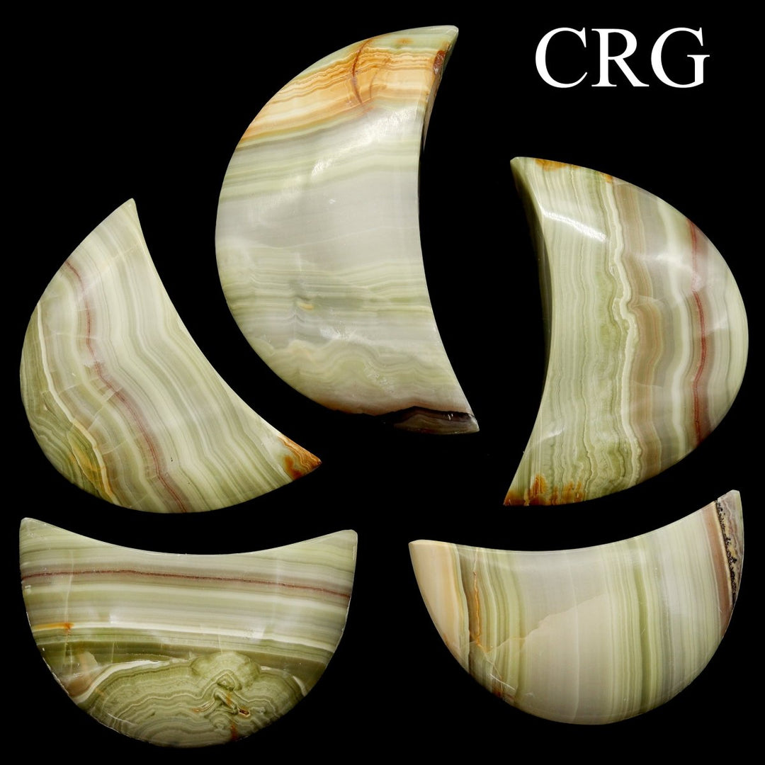 Green Banded Onyx Moon / 2.5 - 3" AVG - QTY 1Crystal River Gems