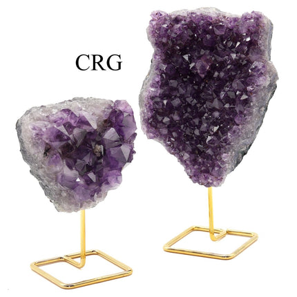 1 PIECE LOT - Large Amethyst Druzy On Gold Stand / (1 - 2 KG) AVG - Crystal River Gems